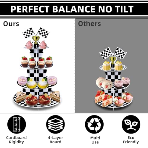 Large 4-Tier Cupcake Stand Black Dessert Display Tower for Weddings & Parties