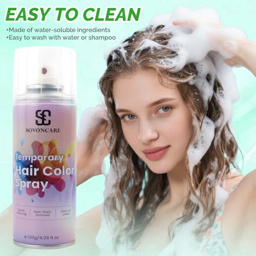 Temporary Hair Color Spray - Emerald Green 4.06oz for Kids & Adults, Easy Washout