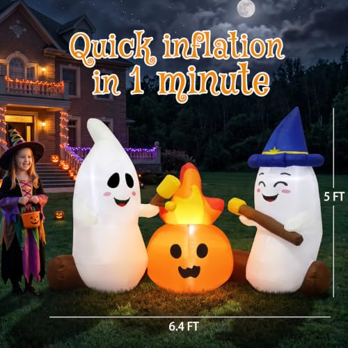5 Ft Halloween Inflatable Ghosts Yard Decorations Outdoor Spooky Halloween Decor