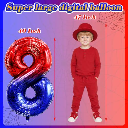 Spider 8th Birthday Balloon Decorations - Number 8 Friends Party Arch Kit - Variation 8