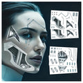Cyberpunk Death Metal Cyborg Temporary Face Tattoos - Halloween Costume Accessory