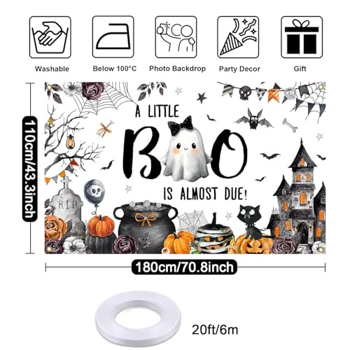 Halloween Baby Shower Backdrop Decorations Boo Baby Shower Decor 70.8x43.3 Inches - Ghost Pumpkin Theme