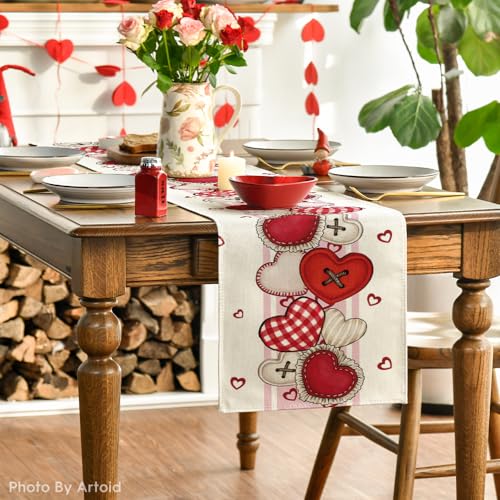 Hearts Valentine's Table Runner 13x90 Inch Pink Home Decor - Artoid Mode