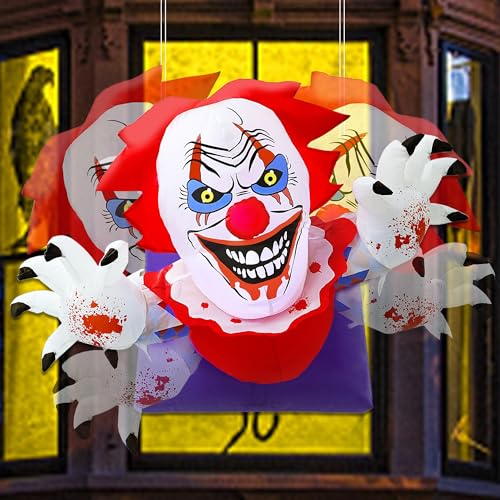 Halloween Inflatable Clown Decoration with Rotating Head - 4.1FT Lulu Home, Waterproof Outdoor Indoor Display
