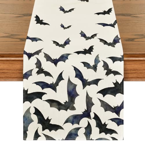 Halloween Table Runner 13x90 Inch Black and White Polyester Home Decor - Variation of THIS listing