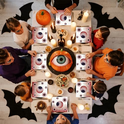 Eyeball Halloween Paper Napkins - 40pcs Disposable Bloody Bloodshot Party Napkins, 6.5x6.5in for Spooky Events - Variation: Eyeball