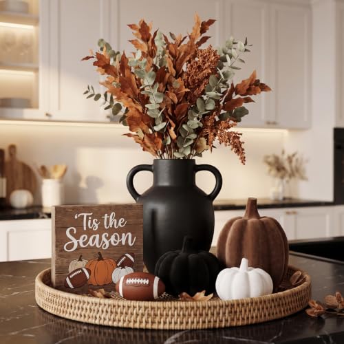 Flocked Velvet Finish Pumpkin Decor Set - White, Brown & Black Resin, 3pcs - Thanksgiving & Fall Home Decor