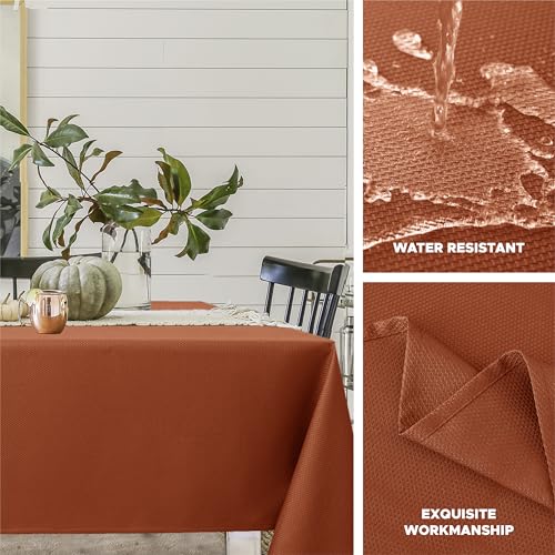 Fall Tablecloth Rectangle 90x132 Inches - Thanksgiving Autumn Rustic Decor - Rust Variation