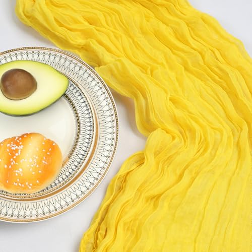 Lemon Yellow Cheesecloth Table Runner 12 Pack - 23x120 Inches, Boho Decor