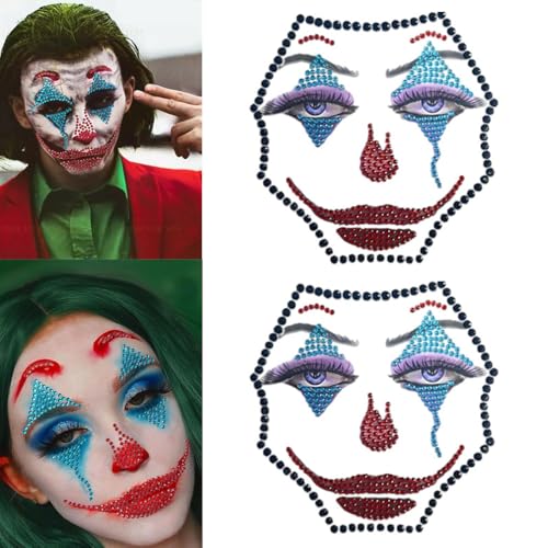 Clown Face Makeup Stickers - Medium, 2 Count, Halloween Carnival Costume