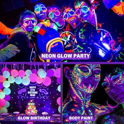 Rechargeable 20W 395nm LED Black Light for Neon Glow Party - Cordless, UV Floodlight with USB Charging