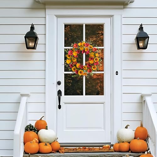 22-Inch Fall Sunflower Wreath for Front Door & Home Decor - Autumn Floral Arrangement
