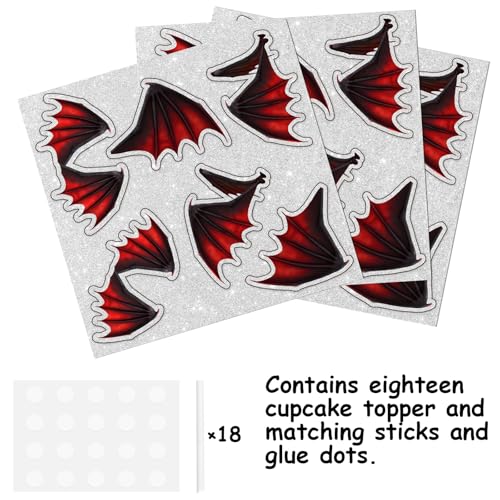 18pcs Red Glitter Dessert Cupcake Topper Picks for Birthday Party Decorations