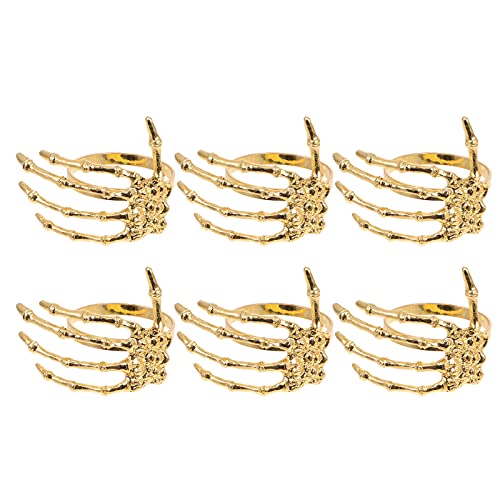 Halloween Skeleton Hand Napkin Rings Set - Gold Ghost Hand Holders for Table Decor