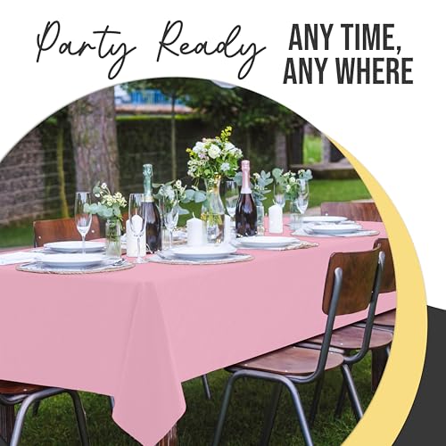 Pink Disposable Plastic Tablecloth 54x108 Inches - Thicker 66% 12 Pack