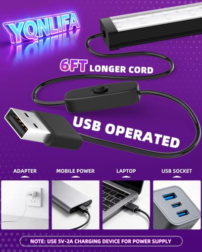 Black Light Bar 10W USB UV LED Strip 4 Pack for Fluorescent Glass & Decor - Variation of 4