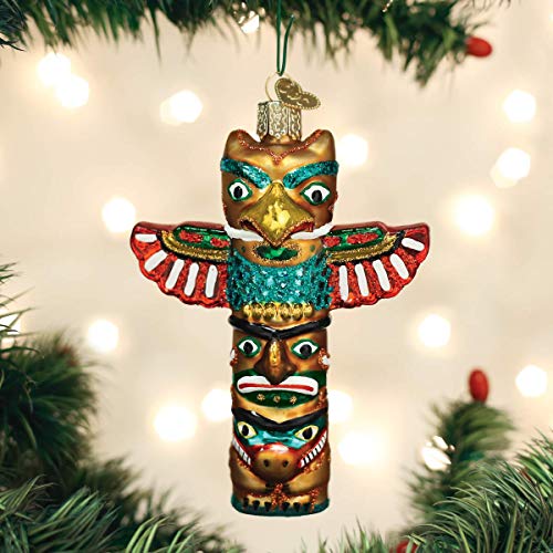 Handcrafted Glass Totem Pole Ornament - Native American Holiday Decor