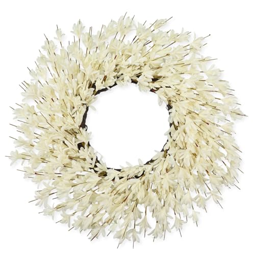 Fall White 26 Inch Realistic Autumn Wreath for Front Door Outside - Halloween Decor
