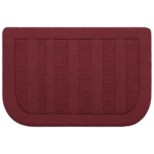 24x36 Inch Non Slip Washable Kitchen Sink Rug - Red, Semicircular Variation