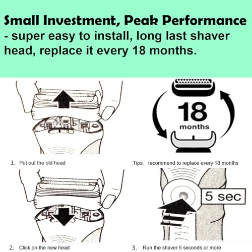 21B Series 3 Replacement Head for Braun Electric Shaver, S3 Wet and Dry Replacement Head Compatible with Braun Series 3 Foil and Cutter 300s, 310s, 3010BT (1 Count)