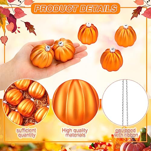 Fall Pumpkin Tree Ornaments Set - Autumn Hanging Decor, 12 Pieces, Classic Style