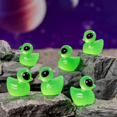 Mini Resin Alien Duck Figurines Set - 100 Sci-Fi Green Collectible Toys