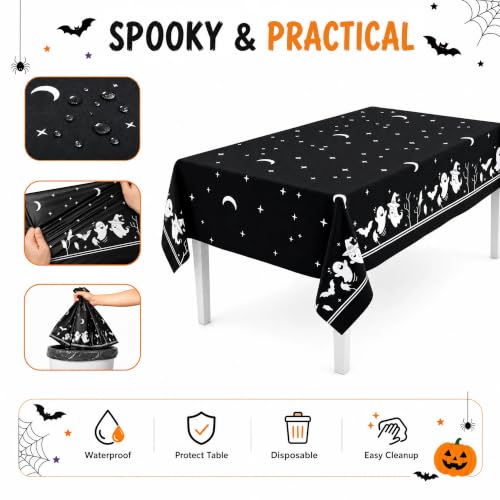 Halloween Plastic Tablecloths 3-Pack - Spooky Party Decor for Indoor & Outdoor Events