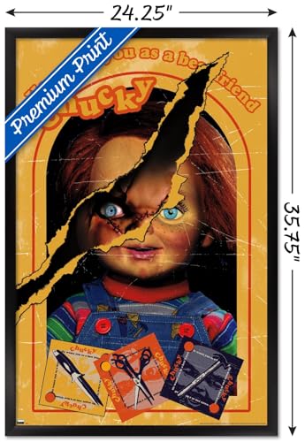Chucky Let's Be Friends Box Wall Poster - Black Framed 34x22.4 Inches