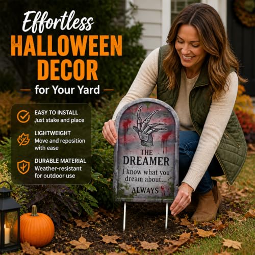 Halloween Tombstone Yard Signs Set - 4 Pack, 16.9 Inch Creepy Graveyard Decor