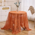 Vintage Lace Square Tablecloth - Orange 55x55 Inches with Ruffled Edge