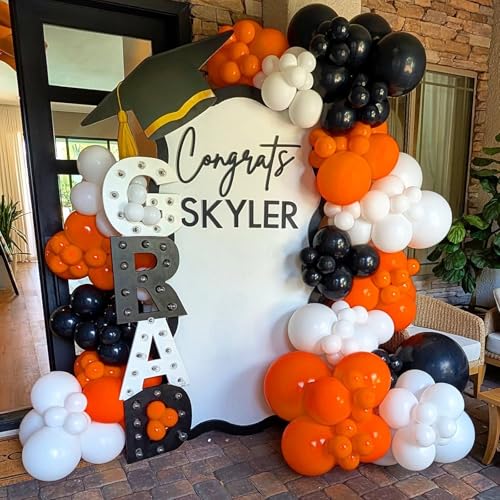 Halloween Fall Balloon Arch Kit - 117 Pcs Orange Black White Party Decorations