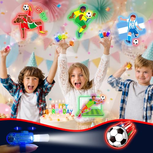 Soccer LED Finger Lights - 24 Pack Soccer Theme Party Favors for Kids 3-12 - Soccer Variation