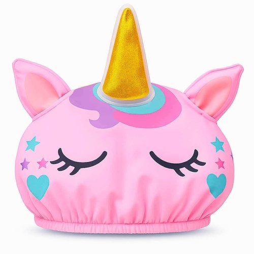 Cute Shower Cap for Kids, Kids Shower Cap for Girls, Cute Waterproof Kid Hat for Girl, Reusable - Unicorn Design