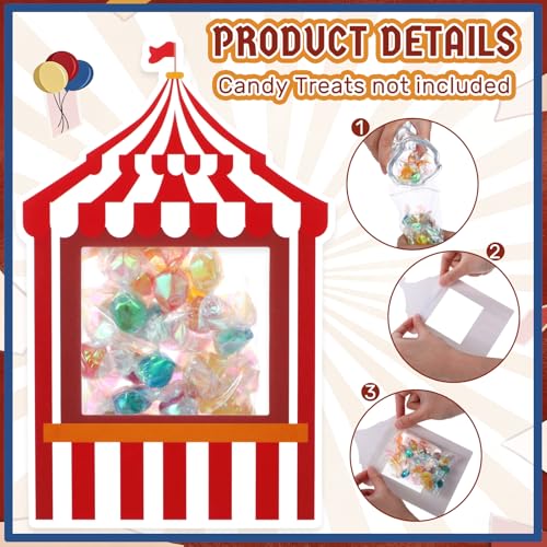 Carnival Party Favor Bags with Circus Tent Cards - 48 Pack