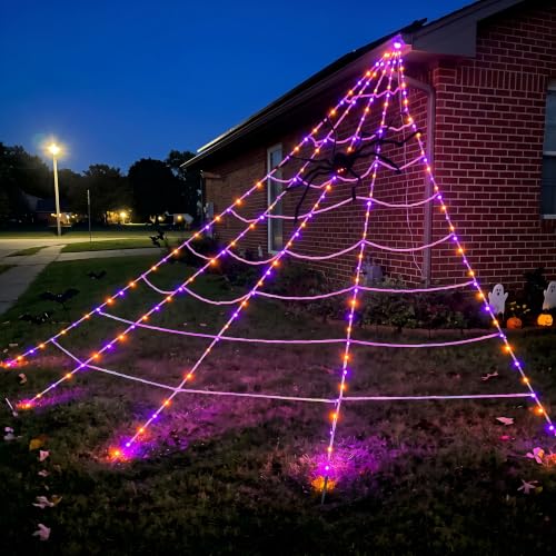 Halloween Spider Web Decoration with 250 LED Lights & 5FT Plush Spider