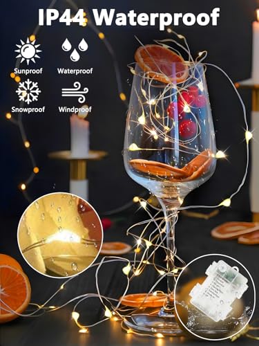 2 Pack Battery Operated Fairy Lights with Remote 66ft 200 LEDs Warm White - Indoor & Outdoor Decor