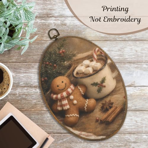 Christmas Oval Wall Art Canvas - LKETW Holiday Seasonal Decor 8.6x11.4 - Variation of Christmas25