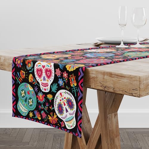 Dia De Los Muertos Sugar Skull Table Runner - Day of the Dead Decor for Mexican Altar - Variation of THIS listing