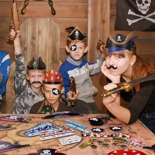 Pirate Party Favors Set for Kids - Treasure Chest, Tattoos, Hats & More