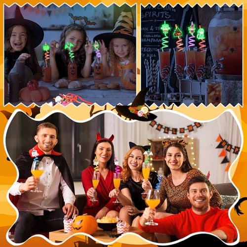 Halloween Glow Luminous Reusable Plastic Straws - Style Variation