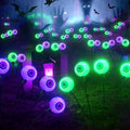 Eyeball Halloween Outdoor Solar Lights 4 Pack Waterproof Green Purple Scary Decor