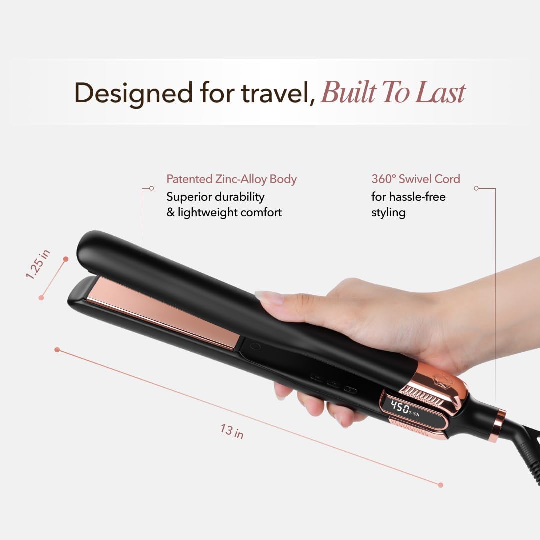 SRILabs Flat Iron Hair Straightener - GraphFlow Technology, Infrared Light Therapy, 12 Heat Settings | All Hair Types