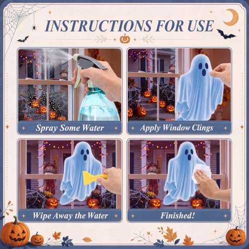 Halloween Ghost Window Clings - Spooky White Decor for Home & Office