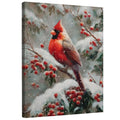 Winter Cardinal Canvas Wall Art - Vintage Christmas Scene 11x14 Inch