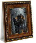 Gothic Horse Carriage Wall Art - Framed Victorian Dark Fantasy Canvas - Ghost Variation