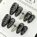 Black Y2K Press On Nails Medium Almond Gothic False Nails Style-20