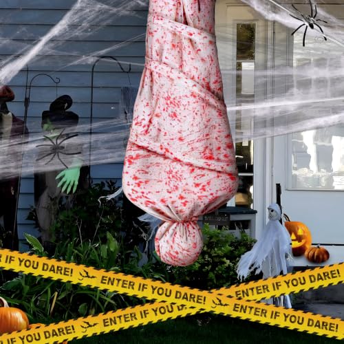Halloween Hanging Corpse Body Bag Props Set - 6ft Inflatable Dummies with Accessories