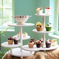 White 3-Tier & 4-Tier Beaded Cupcake Stand Set for Weddings & Parties - GENMOUS & CO.