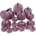 Purple Velvet Pumpkins Set of 16 Fall Halloween Thanksgiving Decor