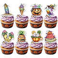 Summer Ween Party Decorations - 24 Pcs Summer Halloween Cupcake Toppers - Variation of THIS listing